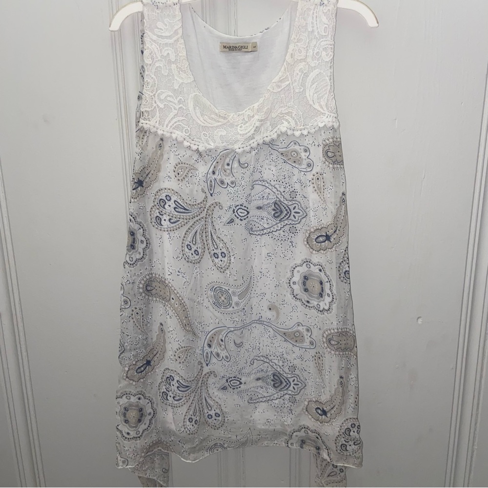 Marina Gigli Italy Silk Paisley Print Top
